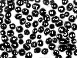 Rule 34 | &gt; &lt;, + +, 1980s (style), @ @, ^ ^, anger vein, blush, closed eyes, creature, crossover, greyscale, luke c, makkurokurosuke, monochrome, no humans, oldschool, patapon, retro artstyle, simple background, sleeping, studio ghibli, susuwatari, sweatdrop, symbol-shaped pupils, tatepon, tears, tonari no totoro, wallpaper, white background, zzz