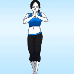 Rule 34 | animated, animated gif, belly dancing, colored skin, dancing, erodrunky, closed eyes, grey hair, nintendo, white skin, wii fit, wii fit trainer, wii fit trainer (female)
