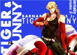 Rule 34 | 10s, 1boy, bad id, bad pixiv id, barnaby brooks jr., blonde hair, character name, copyright name, glasses, gloves, jacket, jewelry, mad369, male focus, motor vehicle, motorcycle, necklace, red jacket, solo, tiger &amp; bunny, vehicle