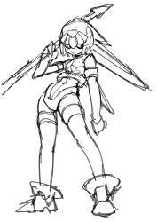 1girl fairy_leviathan_(mega_man) female_focus lance mega_man_(series) monochrome polearm robot_girl solo weapon