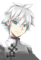 Rule 34 | 1boy, blue eyes, charles-henri sanson (fate), chinese clothes, close-up, fate/grand order, fate (series), male focus, pfalz, simple background, sketch, smile, solo, white background, white hair