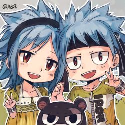Rule 34 | 1boy, 1girl, blue hair, fairy tail, gajeel redfox, if they mated, levy mcgarden, pantherlily, rusky, tagme