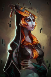 Rule 34 | 1girl, front ponytail, long hair, luisa rafidi, midna, midna (true), nintendo, orange hair, pointy ears, red eyes, smile, solo, spoilers, the legend of zelda, the legend of zelda: twilight princess