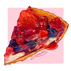 Rule 34 | blueberry, food, food focus, fruit, highres, miri illust, no humans, original, strawberry, tart (food), tart slice