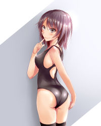Rule 34 | 1girl, ass, ponpon (ponpon62126), short hair, smile, swimsuit, yukinoshita haruno