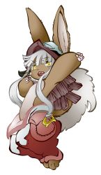 Rule 34 | 10s, absurdres, artist request, brown eyes, rabbit, furry, highres, long hair, made in abyss, nanachi (made in abyss), white hair