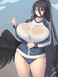 Rule 34 | 1girl, absurdres, blue archive, breasts, cleavage, hasumi (blue archive), highres, huge breasts, metal owl (aden12), solo