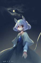 Rule 34 | 1girl, commentary request, dated, full moon, highres, moon, moonlight, namauni, nazrin, solo, touhou