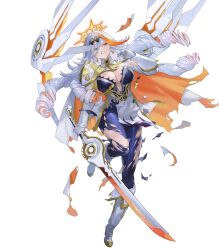 1girl baldr_(fire_emblem) blonde_hair breasts cleavage fire_emblem fire_emblem_heroes highres large_breasts long_hair multicolored_hair nintendo non-web_source official_art solo streaked_hair white_hair