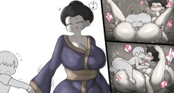 Rule 34 | 1boy, 1girl, breasts, enigi09, female, huge breasts, japanese clothes, kimono, tagme, wide hips