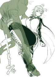 Rule 34 | 1boy, 1girl, aged up, antennae, ball busting, bdsm, boots, breasts, cape, cbt, closed eyes, crotch kick, high heel boots, high heels, highres, kneeing, large breasts, looking away, monochrome, pantyhose, shorts, spacezin, sweatdrop, testicles, touhou, wriggle nightbug