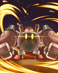 Rule 34 | glowing, glowing eyes, goggles, goggles on head, helmet, kirby, kirby: planet robobot, kirby (series), looking at viewer, mecha, nintendo, no humans, robot, solo