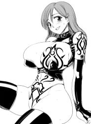Rule 34 | 00s, 1girl, 774 (nanashi), bdsm, bleach, blush, breast tattoo, breasts, collar, curvy, gloves, greyscale, huge breasts, inoue orihime, leather, long hair, monochrome, navel, panties, pubic tattoo, shoulder tattoo, sitting, slave, solo, sweat, tattoo, thighhighs, thong, underwear