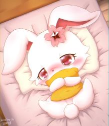 Rule 34 | 1girl, bed, blush, furry, furry female, highres, jewelpet, jewelpet (series), red eyes, ruby (jewelpet), solo, tizerm