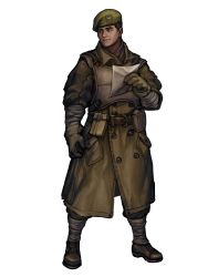 Rule 34 | 1boy, arm wrap, armor, belt, belt buckle, belt pouch, beret, black hair, boots, buckle, duster, fallout (series), fallout new vegas, full body, gloves, hat, highres, james hsu, leather armor, military, military uniform, ncr, paper, penett, pouch, short hair, smile, solo, standing, transparent background, uniform