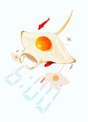 Rule 34 | animal focus, fish, food, food focus, fried egg, from above, highres, manta ray, meziro001, no humans, original, sausage, simple background, timestamp, white background