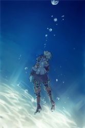 Rule 34 | 1boy, asphyxiation, blonde hair, boots, bubble, drowning, grissom, male focus, solo, underwater, vagrant story, yuri (k a other)