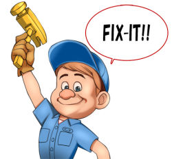 Rule 34 | 1boy, brown hair, disney, e10, english text, fix-it felix jr, gloves, hammer, hat, looking at viewer, lowres, male focus, simple background, smile, solo, white background, wreck-it ralph