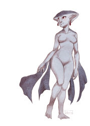 Rule 34 | 1girl, full body, nintendo, princess ruto, signature, simple background, solo, the legend of zelda, the legend of zelda: ocarina of time, white background, wide hips, zora