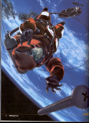 Rule 34 | 1boy, cable, earth (planet), highres, hoshino hachirouta, male focus, planetes, scan, screw, solo, space, spacesuit, zero gravity