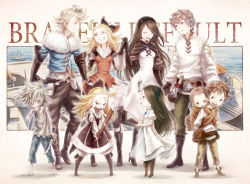 Rule 34 | 2girls, 3boys, age comparison, agnes oblige, ahoge, aqua eyes, armor, armored dress, bag, bandages, blonde hair, blue eyes, blush, book, boots, bow, bravely default: flying fairy, bravely default (series), breasts, brothers, brown eyes, brown hair, bug, butterfly, cape, child, dagger, dirty, dress, edea lee, elbow gloves, closed eyes, fighting stance, gloves, grin, hair bow, hair over one eye, hairband, highres, insect, knife, long hair, medium breasts, multiple boys, multiple girls, one eye closed, open mouth, pants, pantyhose, ribbon, ringabel, satokivi, satou kivi, short hair, siblings, small breasts, smile, sword, tears, thighhighs, til oria, time paradox, tiz arrior, weapon, wink, wooden sword, aged down