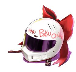 Rule 34 | 10s, bakuon!!, bow, graffiti, helmet, logo, no humans, orimoto mimana, simple background, simpson, strap, visor, white background