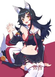 Rule 34 | 1girl, absurdres, animal ears, black hair, breasts, highres, hololive, hololive gamers, kouhaku nawa, large breasts, long hair, ookami mio, ookami mio (1st costume), open mouth, pipin try, pleated skirt, rope, sailor collar, sailor shirt, shimenawa, shirt, skirt, smile, tail, very long hair, virtual youtuber, wolf ears, wolf girl, wolf tail