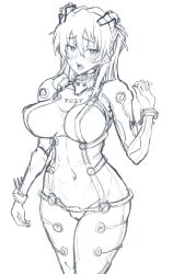 Rule 34 | 1girl, alternate breast size, blush, bodysuit, breasts, cameltoe, covered navel, cowboy shot, embarrassed, evangelion: 2.0 you can (not) advance, gloves, hair between eyes, hair ornament, highres, large breasts, long hair, looking at viewer, midriff, monochrome, moruo762, neon genesis evangelion, open mouth, plugsuit, rebuild of evangelion, see-through, see-through body, sketch, solo, souryuu asuka langley, standing, test plugsuit, wide hips