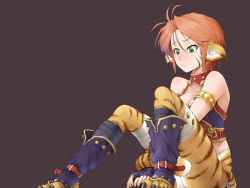 Rule 34 | 1girl, animal ears, bad id, bad pixiv id, bandages, blush, boots, breasts, breath of fire, breath of fire ii, cat ears, cat tail, claws, cleavage, facial mark, fur, gloves, green eyes, orange hair, red hair, rinpoo chuan, short hair, solo, tail, taka yanagi, takayanagi (artist)