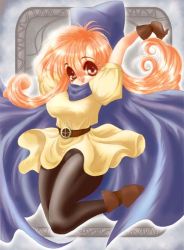 Rule 34 | 1girl, alena (dq4), belt, boots, cape, chunsoft, dragon quest, dragon quest iv, enix, gloves, pantyhose, red eyes, red hair, skirt, solo, yellow skirt