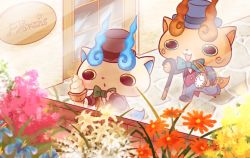 Rule 34 | 10s, analog clock, bow, bowtie, brick wall, brothers, cane, chain, chill ykon, clock, coin purse, english text, flower, food, hat, ice cream, ice cream cone, komajirou, komasan, no humans, open mouth, pavement, pocket watch, roman numeral, running, running bond, siblings, soft serve, top hat, watch, window, traditional youkai, youkai watch, youkai watch 2