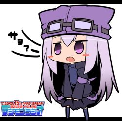 Rule 34 | digimon, goggles, goggles on head, hat, long hair, purple eyes, purple hair, sayo (digimon)