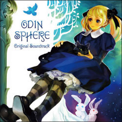 Rule 34 | 1girl, album cover, alice (odin sphere), blonde hair, blue eyes, cat, copyright name, cover, dress, kamitani george, lowres, odin sphere, official art, ribbon, socrates, socrates (odin sphere), soundtrack, twintails