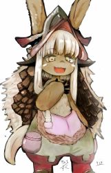 Rule 34 | 10s, artist request, brown eyes, rabbit, furry, grey hair, highres, long hair, made in abyss, nanachi (made in abyss), open mouth