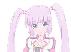 Rule 34 | 1girl, closed mouth, collarbone, highres, kaien advance, long hair, looking at viewer, purple eyes, purple hair, simple background, solo, sophie (tales), tales of (series), tales of graces, twintails, white background