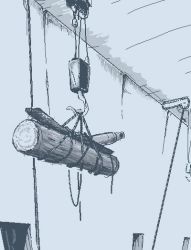 Rule 34 | canister, hamsterfragment, hook, jaggy lines, log, monochrome, no humans, original, plank, pulley, rope