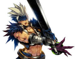 Rule 34 | 00s, 1boy, chain, dungeon and fighter, male focus, official art, ress, simple background, slayer (dungeon and fighter), solo, sword, upper body, weapon, white background, white hair