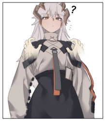 Rule 34 | 1girl, arknights, disembodied hand, horns, noiimad, question mark, saria (arknights), white hair