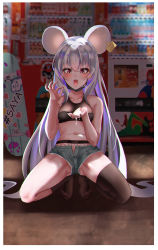 Rule 34 | 1girl, absurdly long hair, absurdres, animal ears, bad id, bad pixiv id, blue archive, crop top, halo, highres, long hair, miraclemeteor, mouse ears, open mouth, orange eyes, saya (blue archive), saya (casual) (blue archive), smile, solo, very long hair