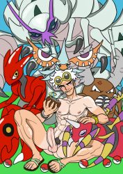 Rule 34 | abs, ariados, coconut, creatures (company), erection, feet, full body, game freak, gen 1 pokemon, gen 2 pokemon, gen 3 pokemon, gen 7 pokemon, golisopod, guzma (pokemon), male focus, masquerain, nintendo, nipples, penis, pinsir, pokemon, pokemon (creature), pokemon sm, presenting, sandals, scizor, silver hair, sitting, size difference, smile, tagme, tan, tanline, team skull, testicles, toes, uncensored