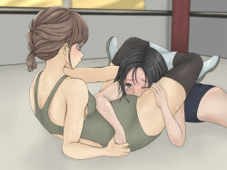 Rule 34 | 2girls, artist request, catfight, cunnilingus, fighting, multiple girls, oral, scissorhold, tagme, wrestling