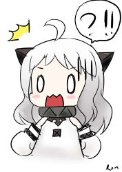 Rule 34 | 0 0, 10s, 1girl, ^^^, absurdres, ahoge, blush stickers, chibi, highres, horns, kantai collection, long hair, looking at viewer, mittens, northern ocean princess, open mouth, pale skin, ron (hengyep), silver hair, simple background, sketch, solo, surprised, wavy mouth, white background
