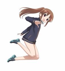 Rule 34 | 1girl, bare legs, bottomless, highres, jacket, long sleeves, no pants, saki (manga), takakamo shizuno, track jacket
