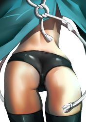 Rule 34 | 1girl, absurdres, artist request, ass, ass focus, black panties, black thighhighs, close-up, fate/grand order, fate (series), from behind, haori, highres, japanese clothes, legs apart, okita souji (fate), okita souji (koha-ace), pakotaroh, panties, shinsengumi, simple background, solo, thighhighs, thighs, underwear, white background