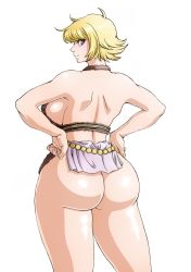 Rule 34 | 1girl, ass, blonde hair, breasts, brown eyes, highres, huge breasts, looking at viewer, looking back, marguerite (one piece), one piece, short hair, sideboob, solo, standing, wrato
