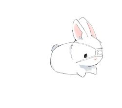 Rule 34 | 1other, animal focus, bad id, bad twitter id, commentary, english commentary, eyepatch, lying, on stomach, original, rabbit, simple background, solo, tsu (lovesick1964), white background