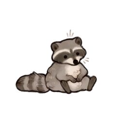 Rule 34 | animal, animal focus, chibi, full body, looking at viewer, no humans, notice lines, original, raccoon, simple background, sitting, solid circle eyes, spicymochi, watermark, white background