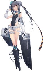 Rule 34 | 1girl, aqua hat, black footwear, black one-piece swimsuit, blush, breasts, brown eyes, candy, competition swimsuit, duplicate, food, full body, garrison cap, gloves, grey eyes, grey hair, hair ornament, hat, headgear, holding, holding candy, holding food, holding weapon, kantai collection, long hair, machinery, official art, one-piece swimsuit, open mouth, rudder footwear, scamp (kancolle), shizuma yoshinori, short shorts, shorts, side ponytail, small breasts, solo, star (symbol), star hair ornament, swimsuit, tongue, tongue out, torpedo, torpedo launcher, transparent background, weapon, white gloves, white shorts