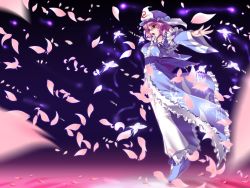 Rule 34 | 1girl, bad id, bad pixiv id, bug, butterfly, cherry blossoms, derivative work, female focus, ghost, hat, bug, japanese clothes, petals, pink eyes, pink hair, saigyouji yuyuko, solo, touhou