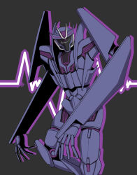 Rule 34 | assault visor, audio visualizer, colored shadow, commentary request, decepticon, drop shadow, feet out of frame, grey background, highres, kuri dora, looking at viewer, no humans, robot, shadow, solo, soundwave (transformers), transformers, transformers prime